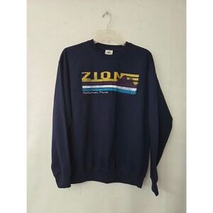 Prairie Mountain Zion National Park Sweatshirt Men Large Navy Blue Retro Graphic